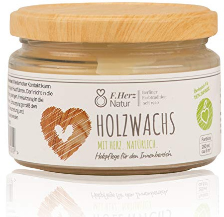 F. Herz Möbelwachs farblos 250 ml seidenglänzendes Holzwachs im Glas für Holzoberflächen im Innenbereich | Wachspaste Made in Germany