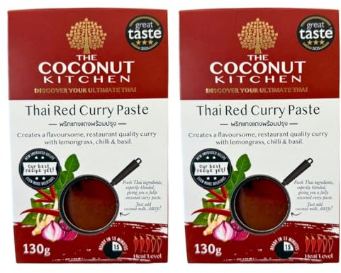 The Coconut Kitchen – Easy Thai Red Curry Paste, Thai Red Curry Kit, Sauce Sachets, Thai Style Spice Blend Pack, Curry Gifts for Men, Thai 7 Spice (2 Pack 1 x130g)
