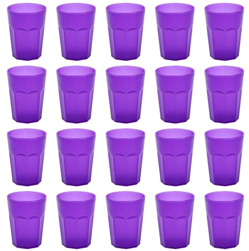 Engelland - 20 x Plastikbecher, Trinkbecher, Lila, Frostoptik, 250 ml, mit Eichstrich, bruchfest, stapelbar, Mehrweg, Kunststoff, wiederverwendbar, Party-Becher, Trink-Glas