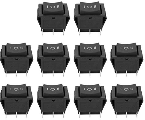 Kunststoff 6-polige Wippschalter 6-polig 10PCS 16A 250VAC, 20A 125VAC Mini-Wippschalter für Haushaltsgeräte Schalter KCD4