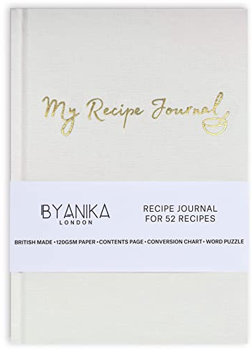 BYANIKA Rezeptbuch für eigene Rezepte | Erstellen Sie Ihr eigenes Kochbuch-Tagebuch | Hardcover-Notizbuch | Blanko-Tagebuch zum Beschriften | Koch-Organizer für Familienkochbücher | Feinschmecker