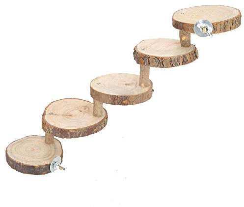 Tiiyee Wooden Hamster Ladder, Bird Parrot Ladder Perch Wood Climbing Bridge Parakeet Cage Toy Ramps Exercise Stands Activity Platform Playground Accessories for Small Animals Gerbil Mice Mouse Rat