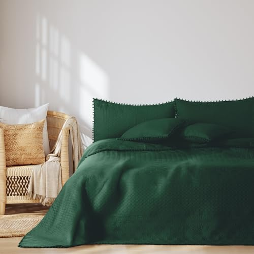 AmeliaHome Tagesdecke mit Pompons 220x240 cm Bettüberwürf Meadore
