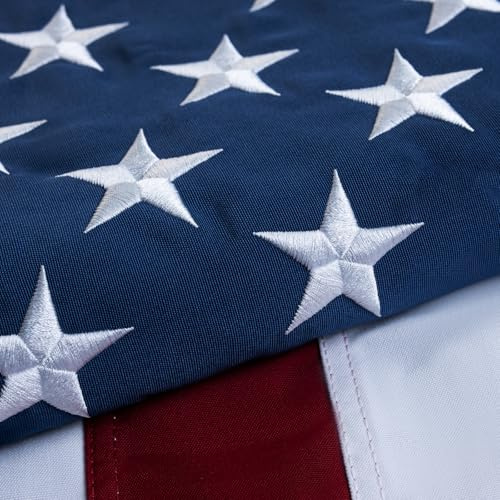AZCOVER Amerikanische Contton-Flagge, Baumwolle, hergestellt in den USA, strapazierfähige Baumwolle, langlebigste amerikanische Flagge, USA-Flagge für innen, mit gestickten Sternen, genähten Streifen