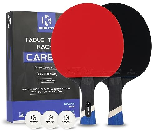 Professional Ping Pong Paddles-Lightweight Carbon Fiber Table Tennis Rackets with 7-Ply Blade, 2.0mm Premium Sponge, ITTF Approved Rubber - for Tournament-Level Performance Table Tennis Paddles