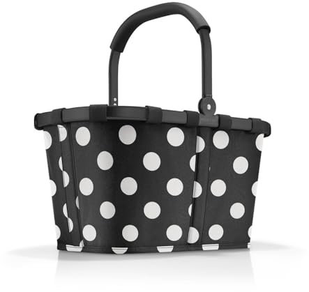 reisenthel carrybag frame dots white – Stabiler Einkaufskorb mit viel Stauraum und praktischer Innentasche – Elegantes und wasserabweisendes Design