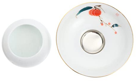 SHOUKAII 1pc Colador de té Colador de Colador de té de Filtro de café Colador de condimentos Infusor de té Chino Colador de té de Porcelana Juego de té doméstico Accesorios de té Malla(Blue)