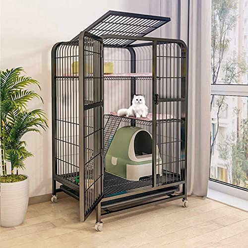 Katzenkäfig im Freien, Katzenhütte, Katzenkäfig, Laufstall, Katzengehege auf Rädern, Metall-Kätzchenkäfig, Kleintierstall, übergroße Katzenvilla – für kleine Tiere, Welpen, Kätzchen, Hasen (