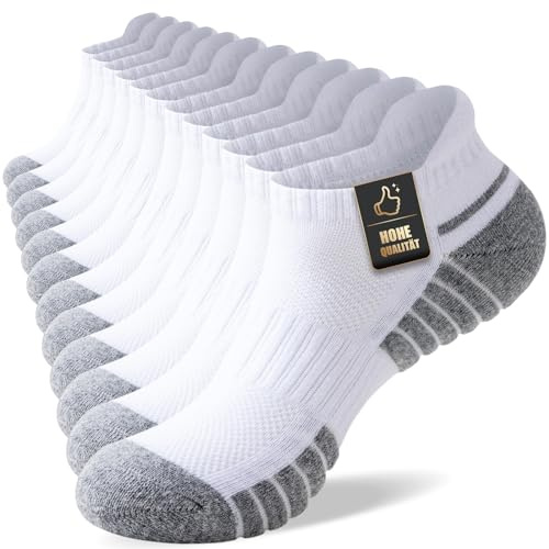 SockWaddles korta strumpor för män, 6 par sportstrumpor för kvinnor, andningsbara sommarstrumpor i bomull, unisex, svart och vitt 43-46, 39-42, 35-38, 47-50