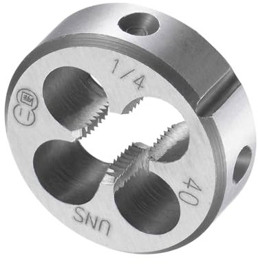 CoCud Terraja de Reparación de Roscas Redondas Terraja 1/4-40 Uns de 20mm OD Roscado de Tubos Cilíndricos de Acero para Herramientas de Aleación con 4 Orificios para Virutas
