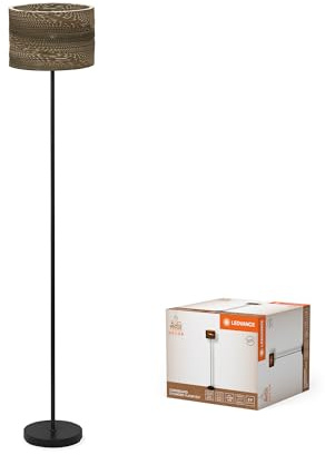 LEDVANCE golvlampa Decor Cardboard Cylinder brun tillverkad av wellpapp, E27, 1600 mm hög, lampskärm av återvunnet material, hållbar tack vare utbytbar ljuskälla, enkel installation