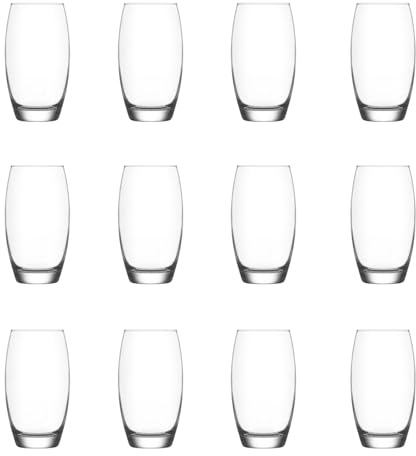 NORDIC SCHILLER Highball-Gläser, 12 Stück Glas Set, 510 ml Cocktailgläser, Longdrinkgläser Wasserglas, Gin-Saft Trinkglaser, Glaswaren-Becher-Set