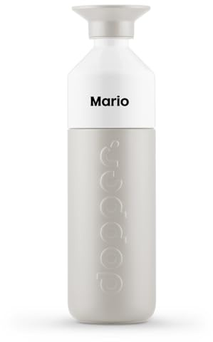 Personalisierte Dopper Insulated Thermosflasche - Edelstahl Trinkflasche - Thermobecher für Kaffee, Tee - Doppelwandig, auslaufsicher, hält 24h kalt / 9h heiß (Gentle Grey, 580 ml)