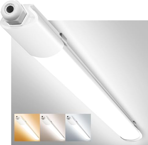 zemty Feuchtraumleuchte LED Röhre 90CM, 3000K/4000K/6500K 24W 2640LM LED Deckenleuchte, IP65 Wasserfest Lichtleiste für Kellerlampe, Werkstattlampe, Küchenlampe, Badlampe