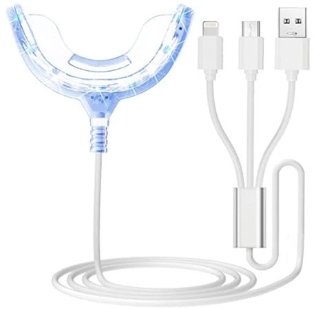 FiTspi Sbiancamento denti, luce acceleratore 16 LED blu, vassoio igiene orale, lampada gel, luce fredda, rimozione ingiallimento, compatibile