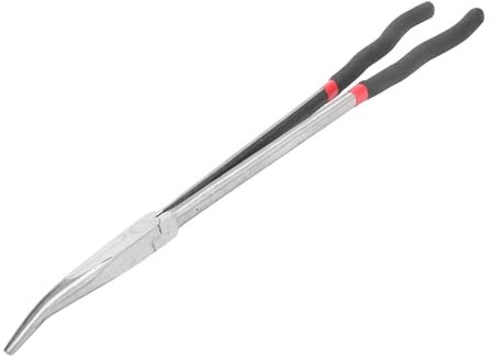 lvifloae Pince à bec effilé avec manche long de 25°, acier à outils, pince trempée à haute température pour espaces restreints Pince avec mâchoires courbées Pince à bec de canard