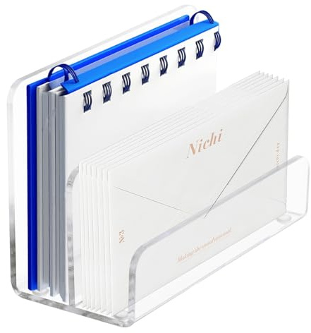 Thatyro Briefhalter aus Acryl, 2 Fächer, vertikaler Briefhalter für Schreibtisch, Büro, Zuhause, Aktenumschlag, Post-Organizer, Sortierer für Desktop-Rechnungen, Dokumente, Notizbuch (1)