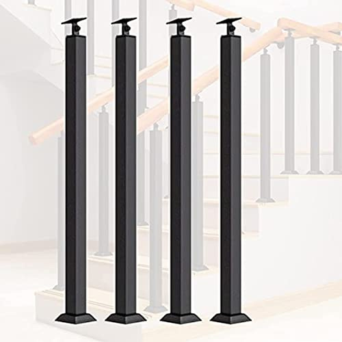 Balaustres cuadrados de metal negro con soporte de ángulo ajustable para barandilla de terraza y jardín