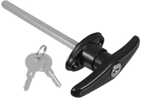 NUOBESTY Serratura Per Porta Del Garage a t Maniglia in Lega Di Zinco Chiave, Kit Serratura Porta Garage Per Sostituzione Porte Camper e Capannoni, Blocco Albero Lungo Resistente
