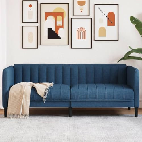 MOBCANT Sofa 2-Sitzer Blau Stoff Wohnlandschaft Couchgarnitur Modulares Sofa Polstergarnitur für Wohnzimmer Hotel Büro Schlafzimmer