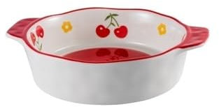 Lizhuzhuzs28 Kitchen Fuente de Horno Horno Circular de cerámica de Doble Hoja de 1000 ml con Placa for Hornear, Ideal for Preparar Queso, arroz y Ensalada, con Plato Hondo. Fuente para Hornear(Red)