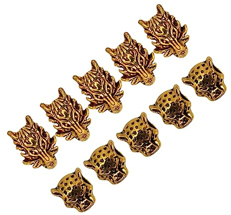 WRITWAA 10 Stück Teiliges Dreadlock Haarperlen mit Antik Finish Retro Tierkopf Haarschmuck für Zöpfe und Charmante Haarschmuck Accessoires für Männer und