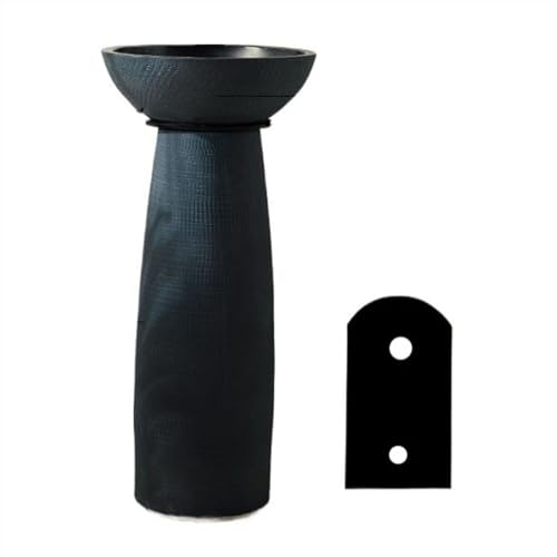 Classique Lavabo sur colonne de salle de bain, lavabo sur colonne en céramique avec cuvette ronde de 15,7 pouces, combinaison de lavabo au sol avec robinet, miroir et kit d'installation Pratique(B)