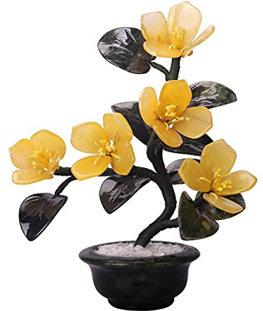 MEVZHH Artificial Plants Artificial Bonsai Tree Artificial Flowers,Bloomirich Jade Flowers Bonsai Desk Display Jade Potted Plants Pot Ornaments for Home, Office Simulation Tree