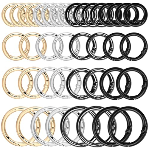 Karabiner Klein, 13/16/19/25mm Karabiner Rund, O-Ring Taschenringe | 40 Stück 4 Farben Schlüsselanhänger Ringe für Schlüsselanhänger, Taschen und DIY-Bastelarbeiten
