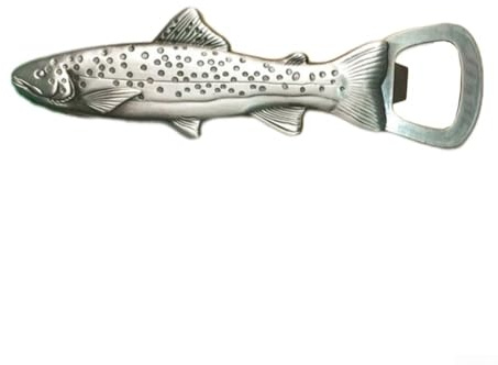 Trout Fish Bottle Opener with Fridge Magnet in Zinc, Fishing Accessory Suitable for Beer Bottle Opening and Kitchen Decoration