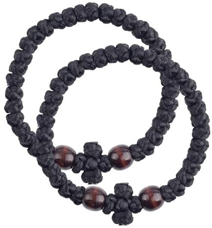 Valicaer 2Pcs Orthodox Prayer Rope Christian Bracelet for Men Women Handmade Adjustable Christian Prayer Beads Braided Bracelet with Cross for Men and Women Religious Spiritual Gift