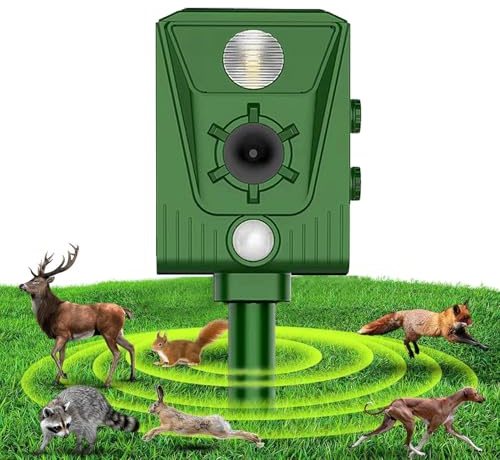 Solar Ultrasonic Cat Repellent, Ultrasonic Repellent with Solar Power and Flash Against Cats, Dogs, Martens, Animal Repellent, Cat Deterrent, Dog Scarer, Marten Deterrent, Cat Deterrent