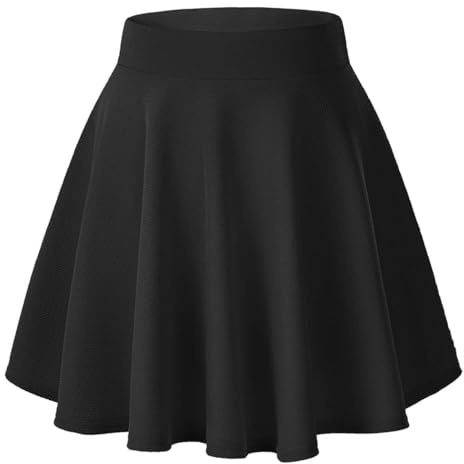 Urban Coco Mini Jupe Patineuse évasée décontractée pour Femme, Noir, XS