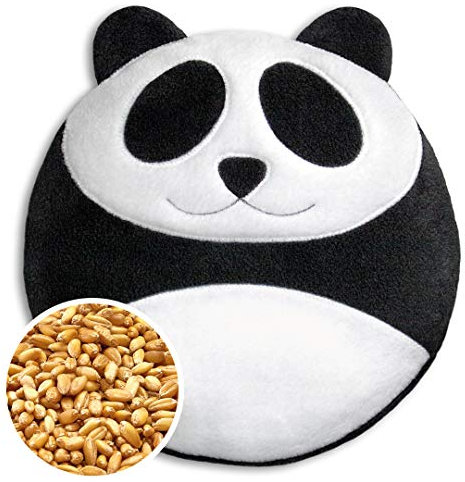 LESCHI Wärmekissen - 4 Kammer Körnerkissen für Mikrowelle - Tier Panda Schwarz, Weiß - anschmiegsames Getreidekissen mit Bio Weizen - ideal als Wärmespender im Winter und für den Bauch