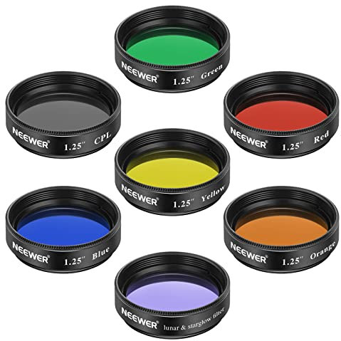 Neewer Filter-Set, 3,17 cm, Teleskop Mond, CPL Filter, Filter in 5 Farben (rot, orange, gelb, grün, blau), Augenfilter in der Planetarbeobachtung des Mondes