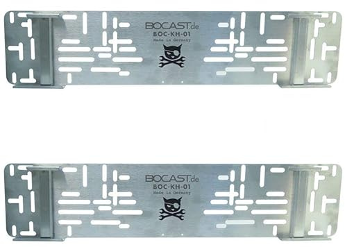 BOCAST Edelstahl Kennzeichen Schnellwechselhalter PKW 520mm Set (Zwei Stück) für Österreich und Deutschland