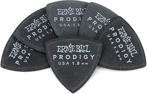 Ernie Ball Prodigy - Púas para guitarra, 1,5 mm, 6 unidades, diseño de escudo, color negro