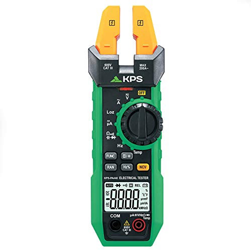 KPS-PA440 Pinza Amperometrica Professionale con Ganascia Aperta - Multimetro Digitale per Misura di Corrente AC 200A, DC 1000µA, Tensione AC/DC 600V, Temperatura, Frequenza, Capacità e NCV