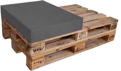 TexDeko Halbes Palettenkissen 60x80x12cm Loungekissen wasserabweisend waschbar Palettenpolster Made in EU (Grau)