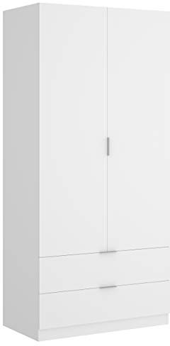 DEKIT GRUPO RIMOBEL Armario ropero 2 Puertas+2cajones, Blanco, 81x184x52 cm
