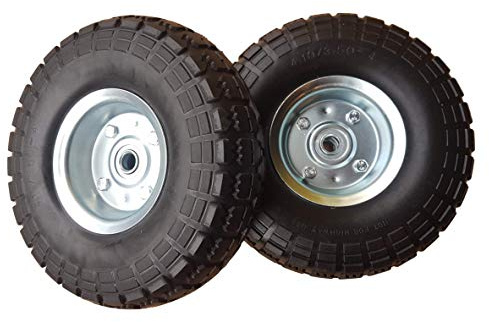 Frosal 2 x Sackkarrenrad PU Rad Bollerwagen Ø 260 mm 4.10/3.50-4 | Reifen Sackkarre | Achse 16 mm | Stahlfelge Silber | pannensicher