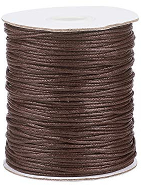 Craftdady 91 Meter geflochtene gewachste Baumwollschnur Schnur 1,5 mm Kunstleder Perlenschnur mit Spule für DIY Halsketten, Armbänder, Schmuckherstellung, Sattel, Braun