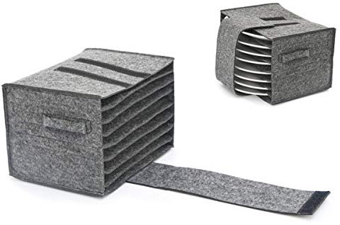 DuneDesign Wohnmobil Tellerhalter Filz für 8 Teller - 27x20x18 Wohnmobil Zubehör Küche - Geschirr Aufbewahrung Wohnwagen Gadget Teller Aufbewahrung Wohnmobil Zubehör Innen Wohnwagen Schrank Organizer