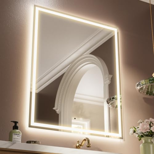 GANPE LED-badrumsspegel, väggmonterad sminkspegel, mänsklig induktion, bluetooth, imfri, IP44 vattentät, vertikal och horisontell (80_x_100_cm)