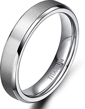 Zakk Damen Herren Ringe Titan Silber Matt Gebürstet Verlobungsring Partnerring Eheringe Trauringe 4mm 6mm 8mm 10 mm Breit (4mm,62 (19.7))