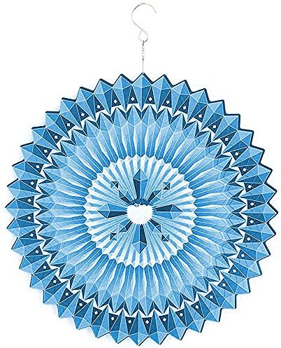 CENPEK 3D Metall Windspiel, Edelstahl Kunst Geometrisch Muster Hängende Dekoration, Rotierend, Blau, Kinetisch, Garten, Haus, Tür, Fenster, Balkon, Hof