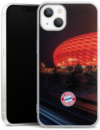 Slim Case kompatibel mit Apple iPhone 13 Silikon Handyhülle transparent Hülle extra dünn FC Bayern München FCB Stadion