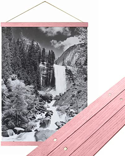 Urhome magnetische Posterleiste aus Holz für Bilder in Rosa, 21 cm Posterschiene Bilderrahmen für Wandbilder Poster Fotos Bilderleiste