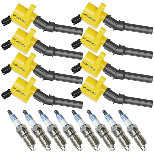 8Pcs DG508 Ignition Coils & Spark Plug SP479, 18.9% High Performance, Compatible with Ford F150 F250 F550 E150 E250 E550 4.6L 5.4L 6.8L V8 V10 Lincoln Mercury, Replacement for DG508 DG457 DG472 DG491