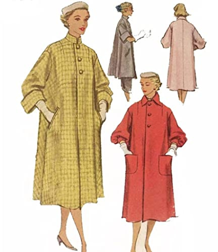 Schnittmuster der 1950er Jahre, Damen-Wendemantel & Liegemantel, Brustumfang: 81,3 cm, Schwarz und Weiß, (M854932)